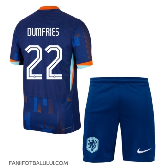 Țările de Jos Denzel Dumfries #22 Echipament de Fotbal Replică European 2024 Copii Deplasare (+ Șorturi)
